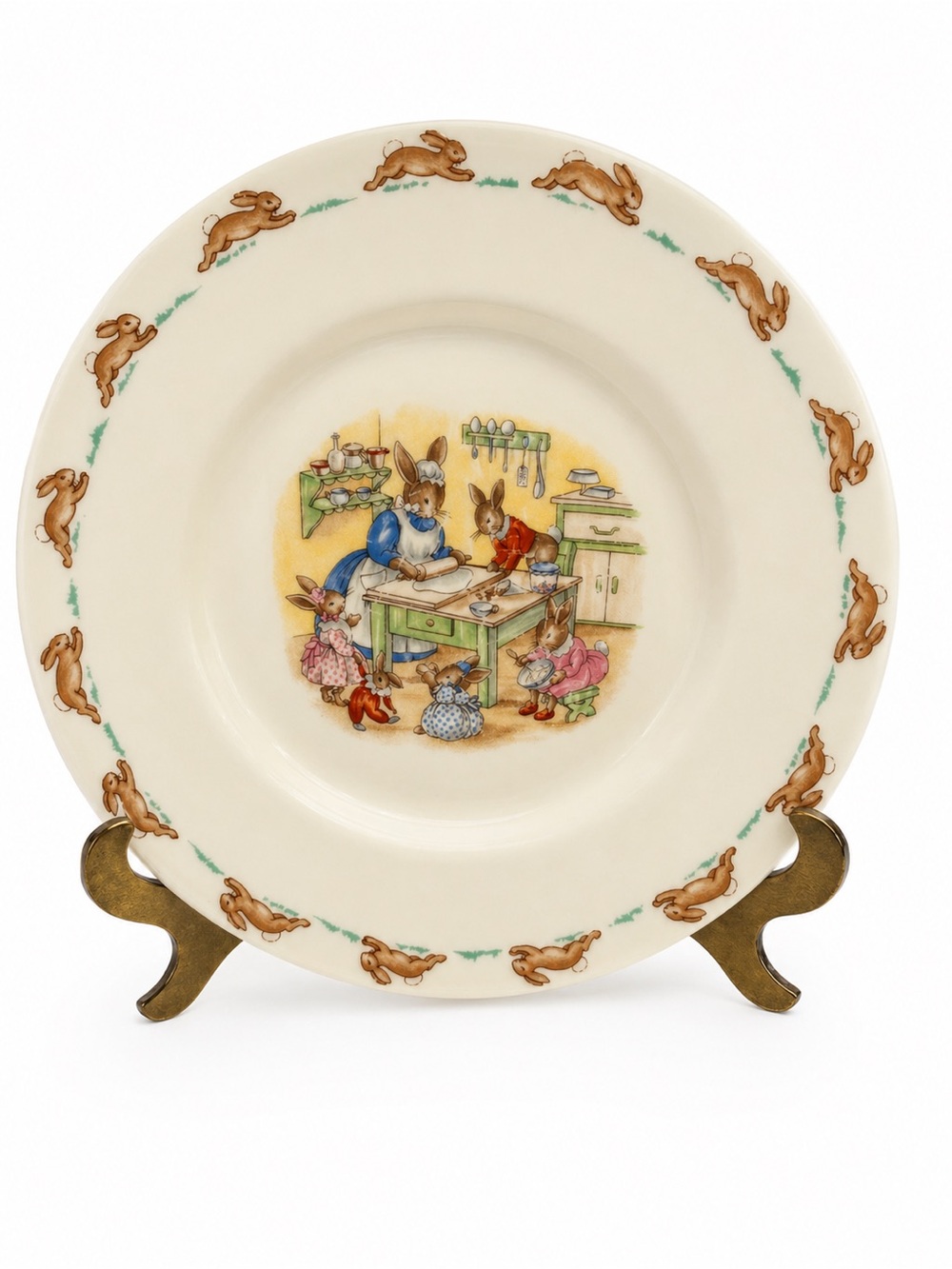 Royal Doulton Bunnykins Plate Vintage Dish Rabbits Kitchen Scene England 8”